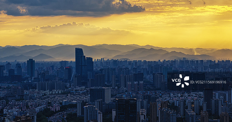 宁波东部新城城市天际线航拍图片素材