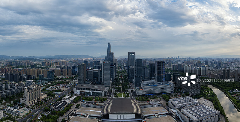 宁波东部新城城市天际线航拍图片素材