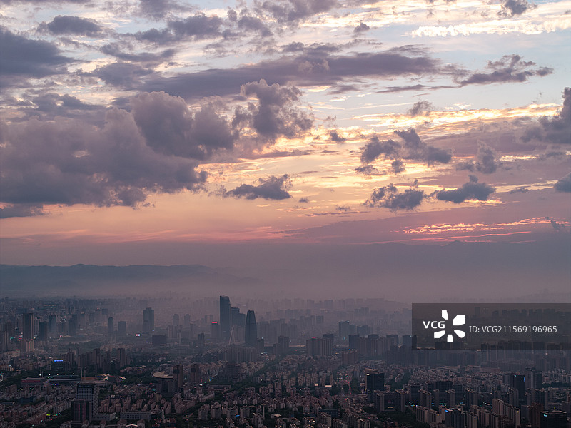 宁波东部新城城市天际线航拍图片素材
