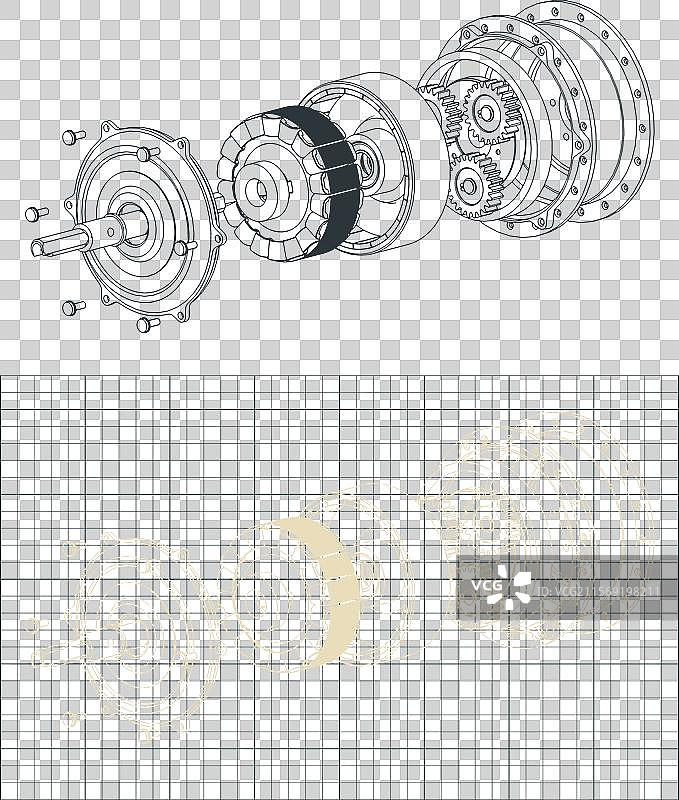 拆解的自行车轮毂电机图片素材