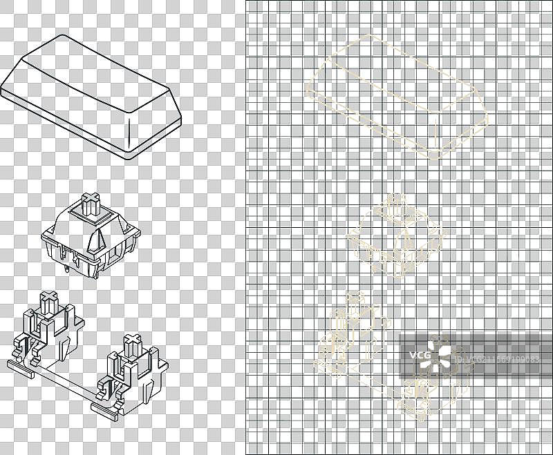 机械键盘的开关、稳定器和键帽图片素材