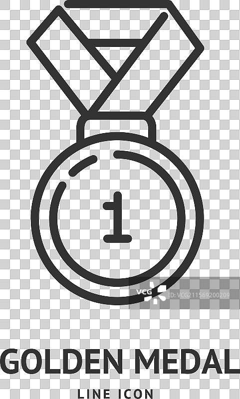 金牌标志细线图标徽章概念图片素材