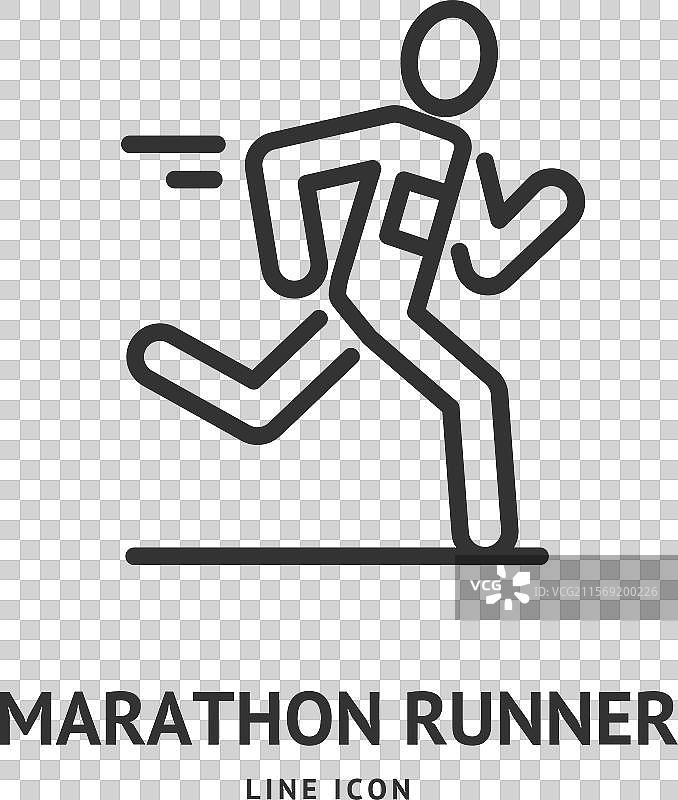 马拉松跑者标志细线图标概念图片素材