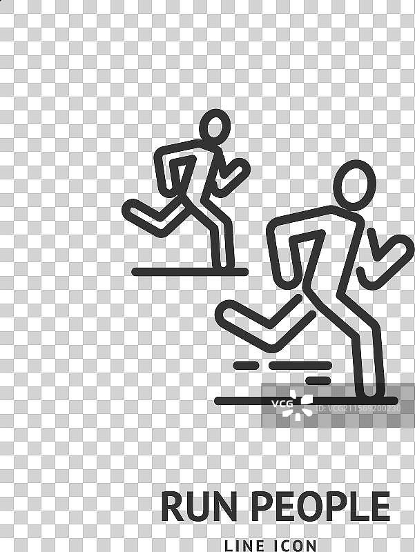 跑步人标志细线图标概念图片素材