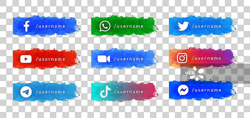 一套带有热门应用的水彩贴纸图片素材