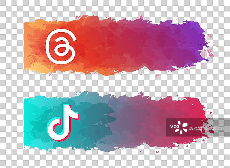 一套带有流行手机的水彩贴纸图片素材