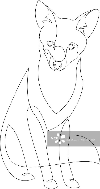 连续线条画的狐狸一笔画图片素材