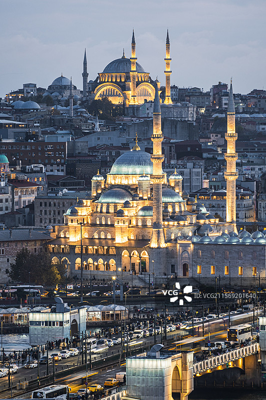 蓝调下的伊斯坦布尔，历史与繁华同框图片素材