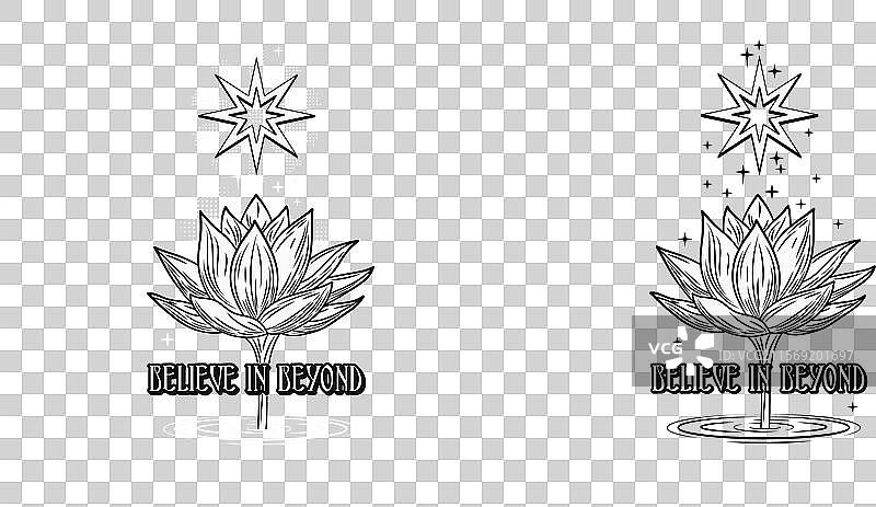 神秘标签与莲花星星文字图片素材