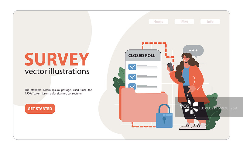 公众舆论调查网页横幅或着陆页图片素材