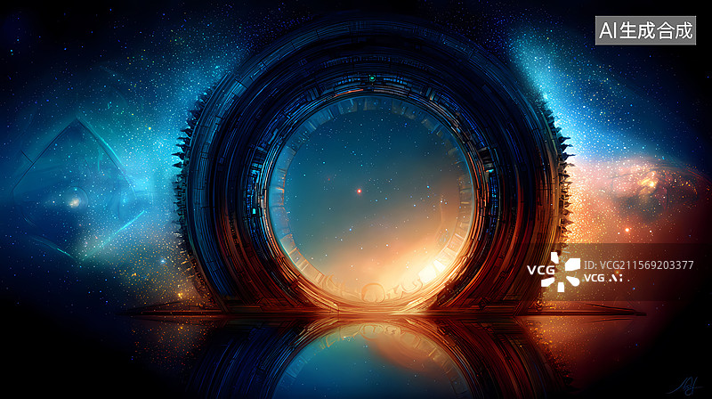 【AI数字艺术】科幻风格宇宙传送门画面图片素材