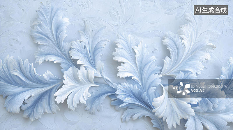 【AI数字艺术】优雅淡蓝色花卉壁纸设计图片素材