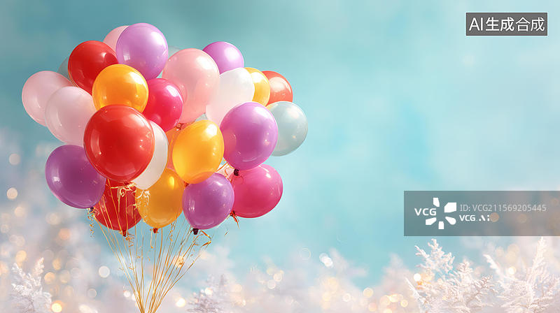 【AI数字艺术】色彩缤纷的气球庆祝背景图图片素材
