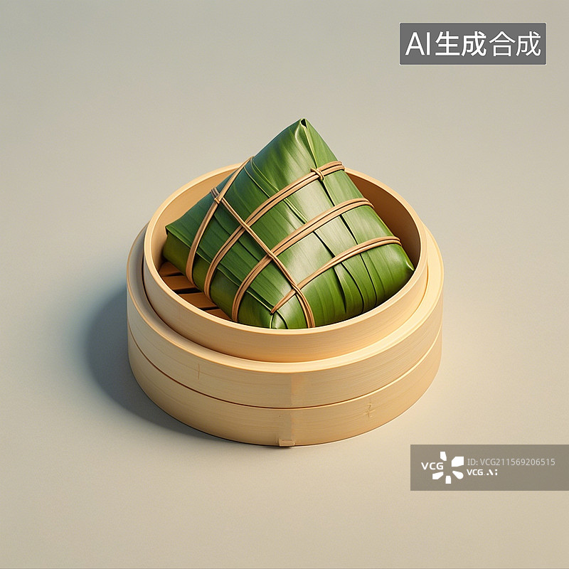 【AI数字艺术】3D渲染，蒸笼里的粽子，粽子，端午节，传统节日，中国传统美食图片素材