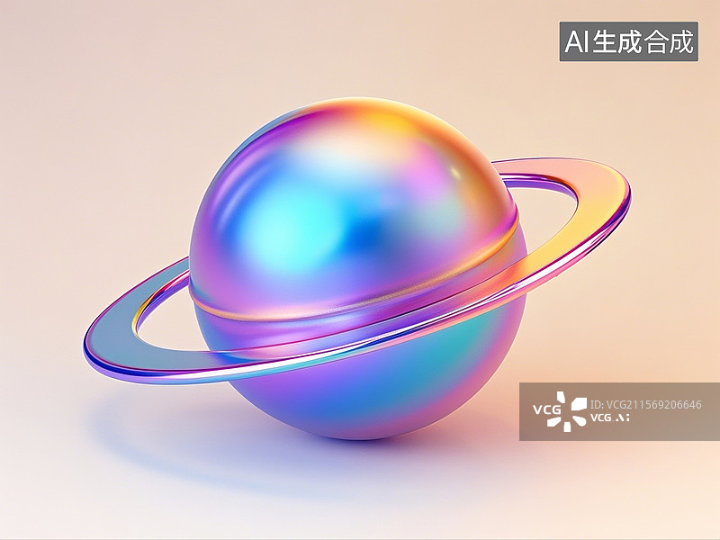 【AI数字艺术】3D渲染，炫彩激光镭射酸性金属质感，蓝色星球，行星，球体，宇宙天体科学，背景，壁纸图片素材