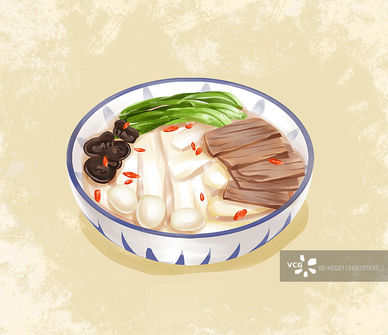 河南特色美食之羊肉烩面 插画图片素材