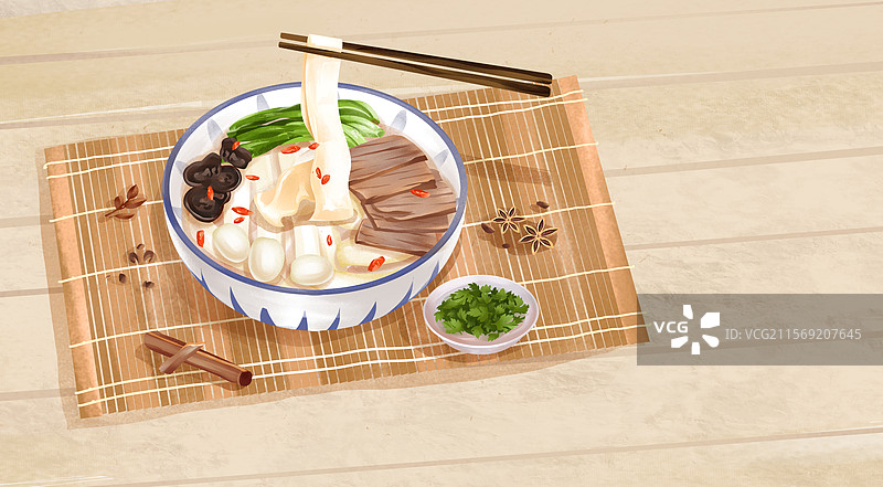 河南特色美食之羊肉烩面 插画图片素材