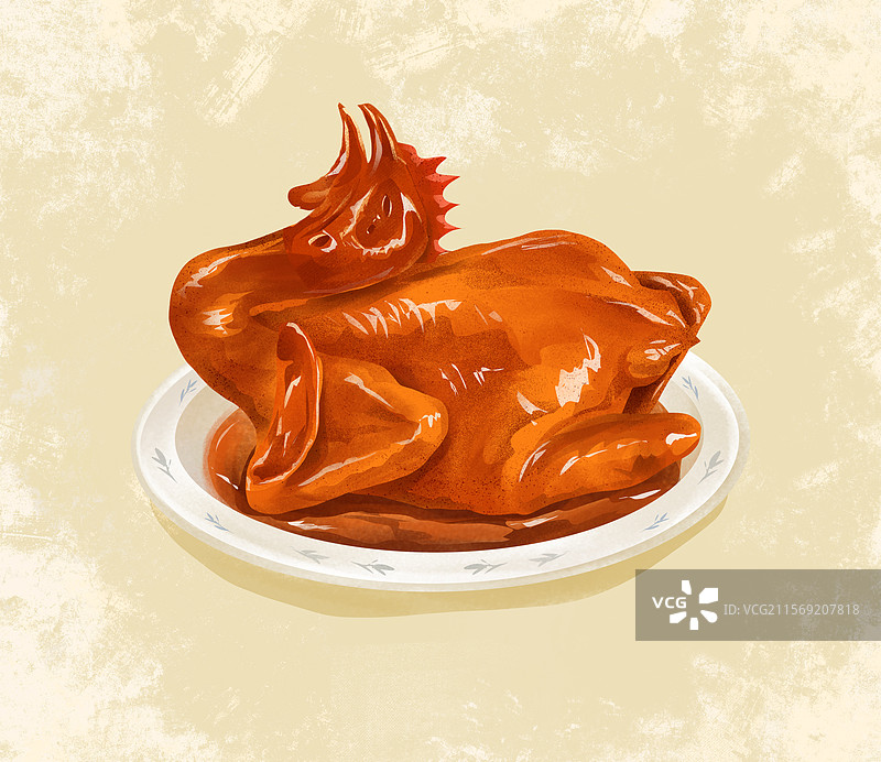 河南特色美食-道口烧鸡  插画图片素材