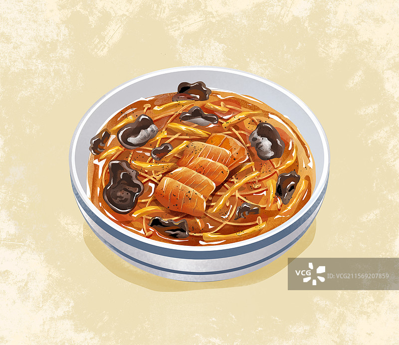 河南特色美食-胡辣汤 插画图片素材