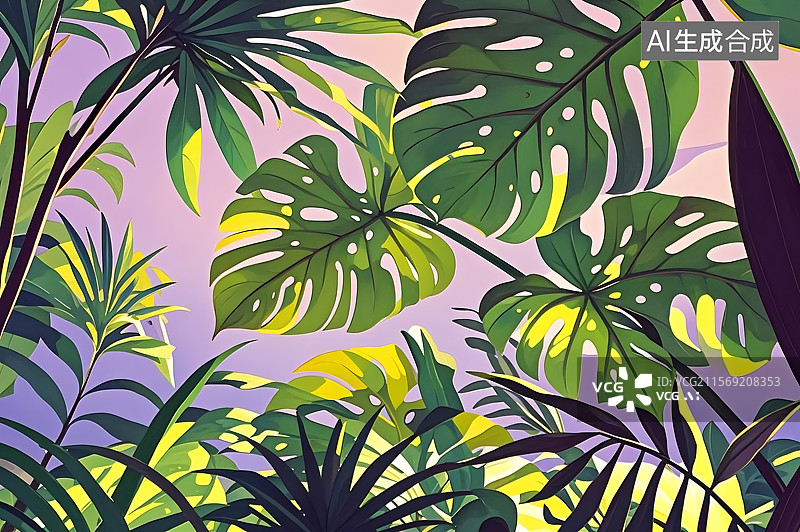 【AI数字艺术】热带雨林的叶子图片素材