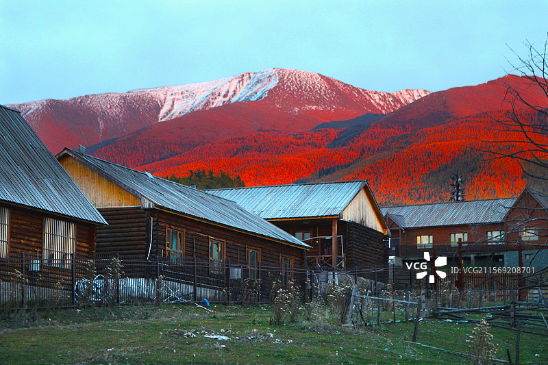 禾木村日落图片素材