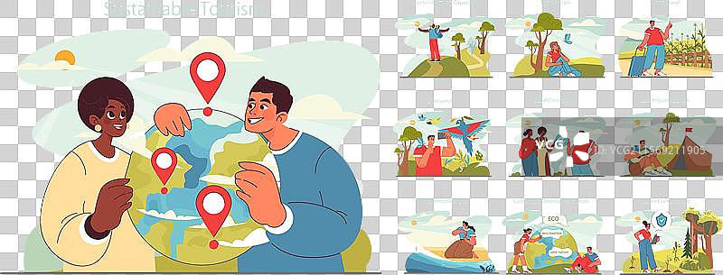 可持续旅游黑暗或夜间模式设置图片素材