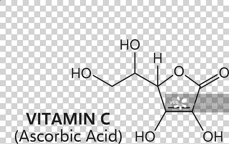 维生素C化学式：抗坏血酸的线性结构图片素材