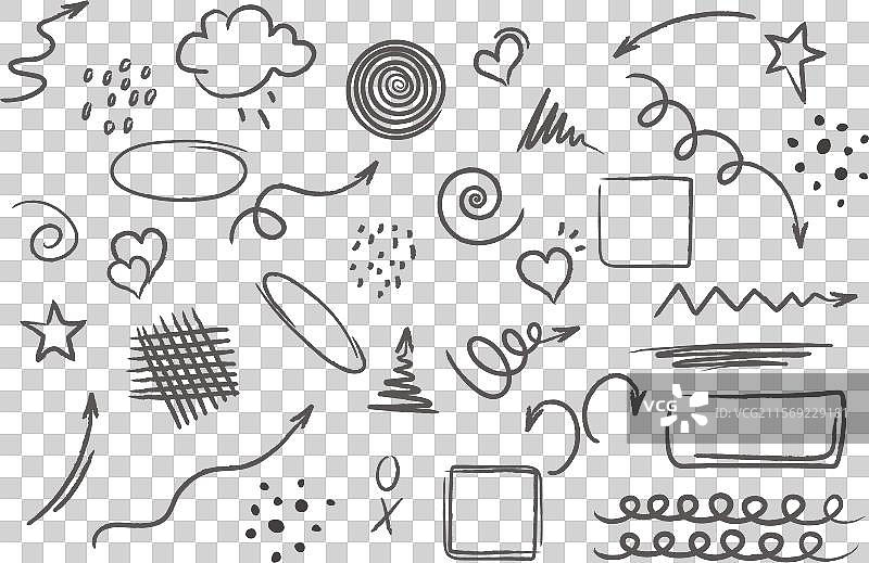 手绘箭头元素线条集合图片素材