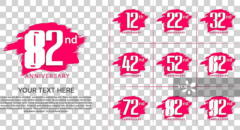 粉色刷子装饰的白色周年庆套装图片素材