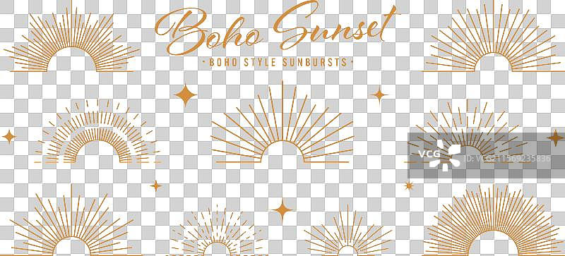 复古的日落光芒半圆形图片素材