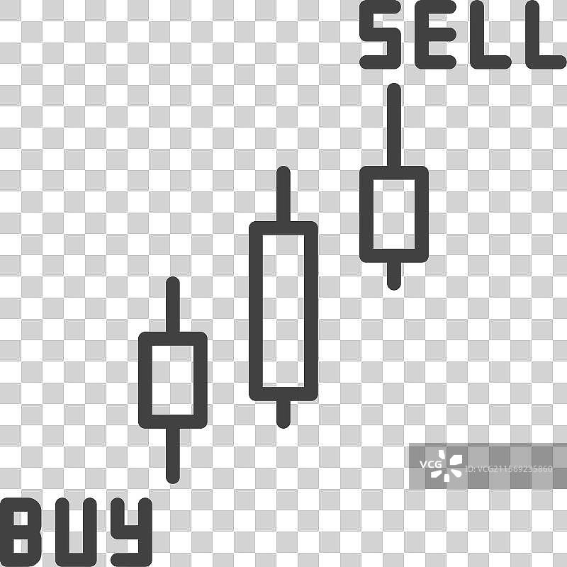 细线风格的买卖蜡烛图标图片素材