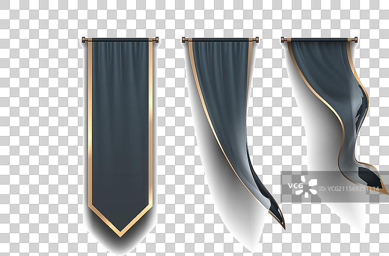 蓝色和金色的旗帜与阴影图片素材