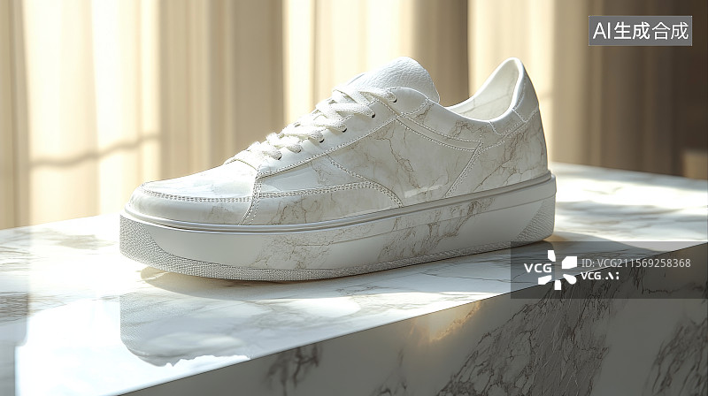 【AI数字艺术】白色大理石纹运动鞋图片素材