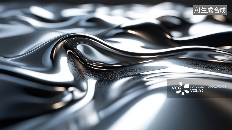 【AI数字艺术】流动的金属液体图片素材