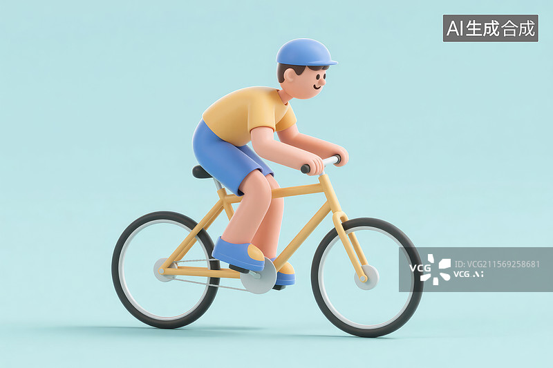 【AI数字艺术】卡通人物骑自行车图片素材
