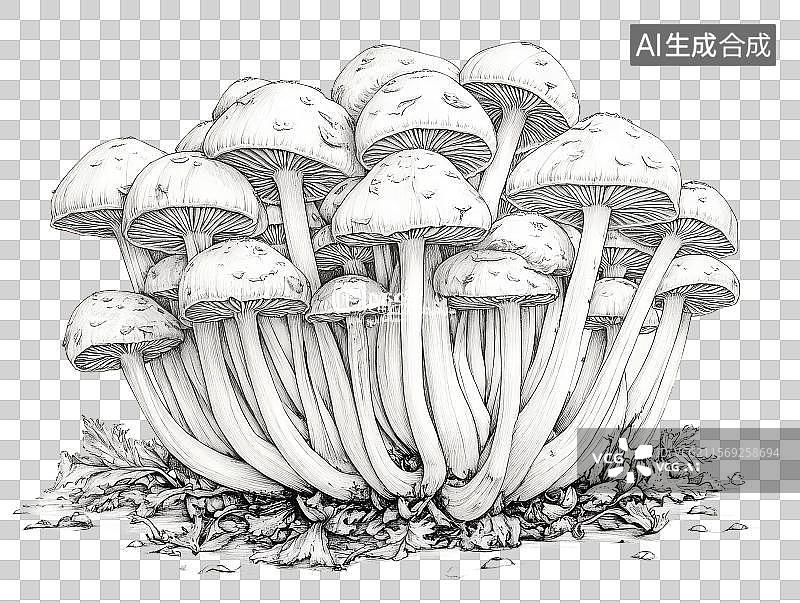 【AI数字艺术】一簇生长在地上的蘑菇图片素材