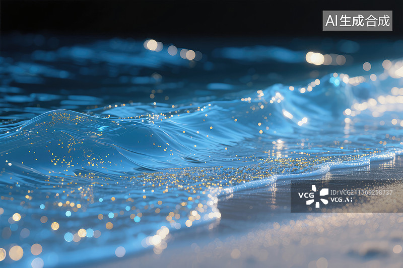 【AI数字艺术】闪耀的海岸波浪图片素材