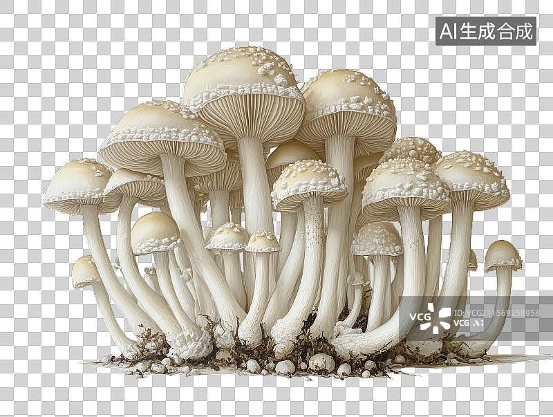 【AI数字艺术】一群生长在地上的蘑菇图片素材