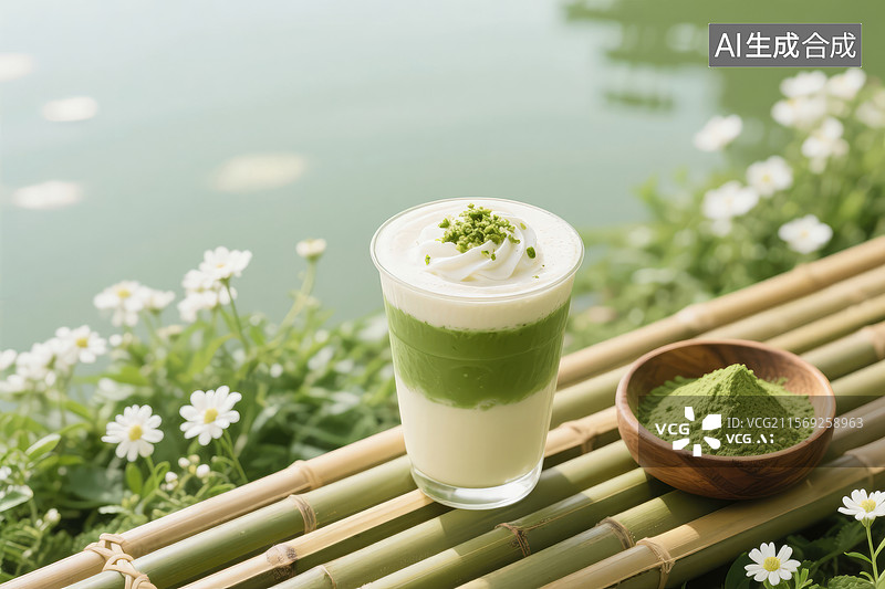 【AI数字艺术】抹茶牛奶冰沙图片素材