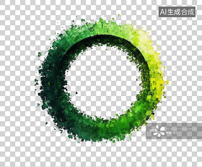 【AI数字艺术】绿色抽象圆形图案图片素材