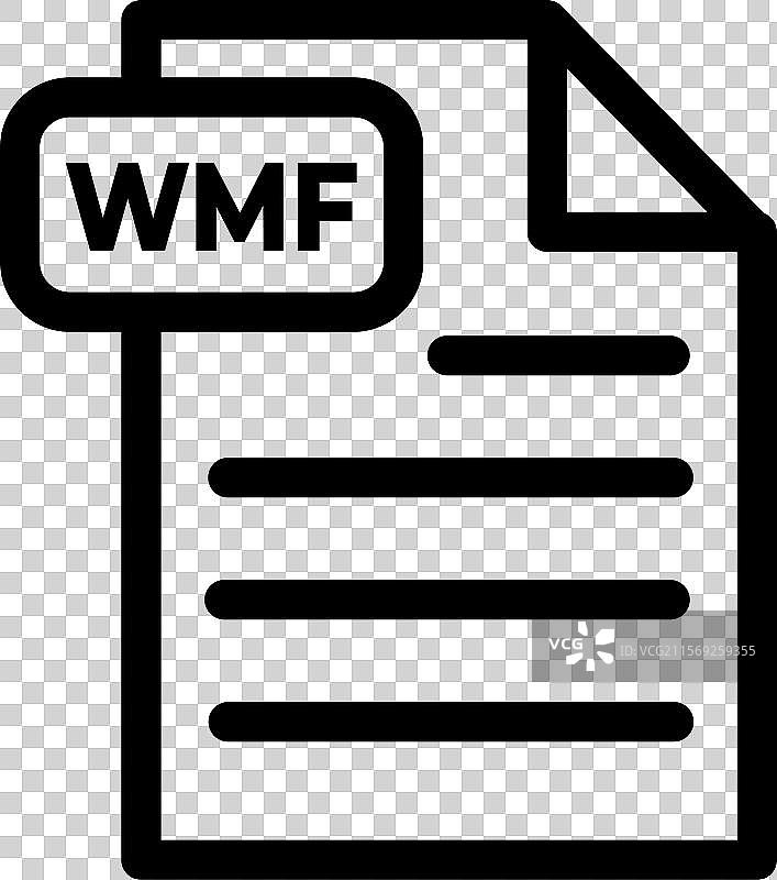 WMF文档图标，用于文件格式和数字内容图片素材