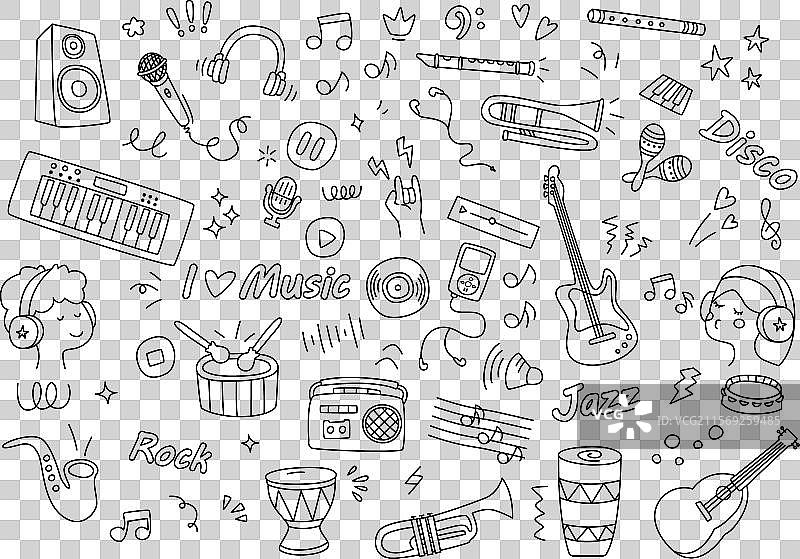 简单手绘装饰音乐涂鸦图片素材