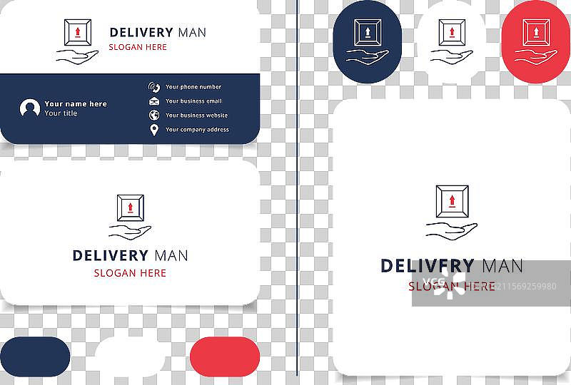 快递员小心翼翼地递送一个包裹。图片素材