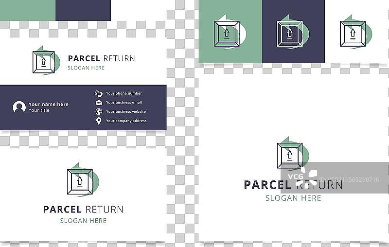 包裹退货服务标志和名片图片素材