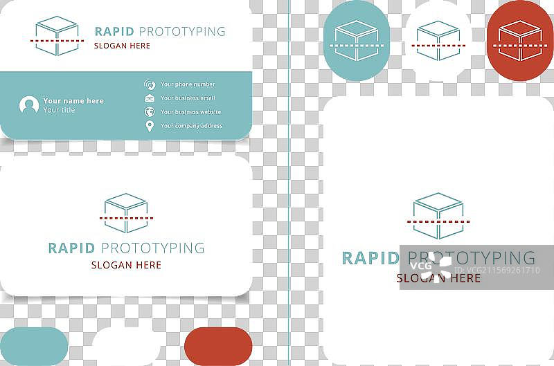 极简风格的名片设计，包含一个立方体图片素材