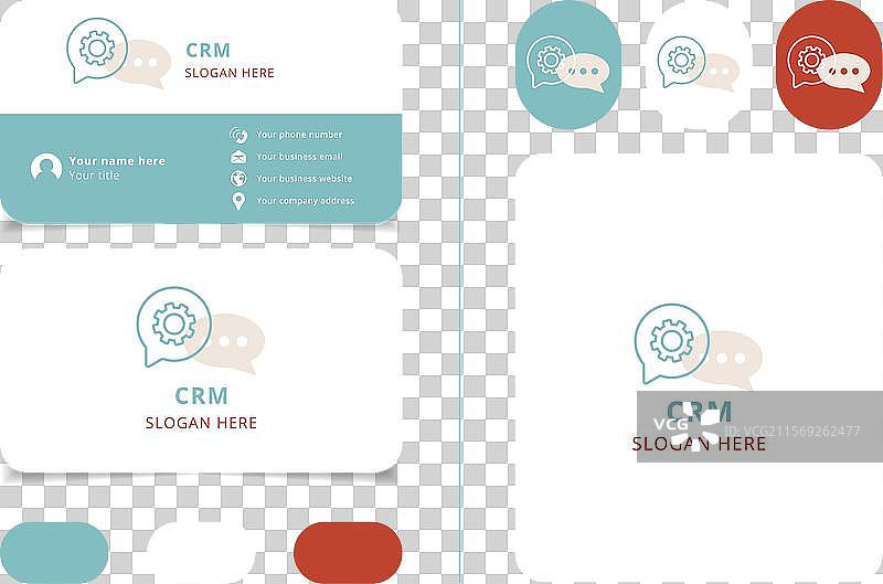 CRM系统标志概念，包含聊天气泡和图片素材