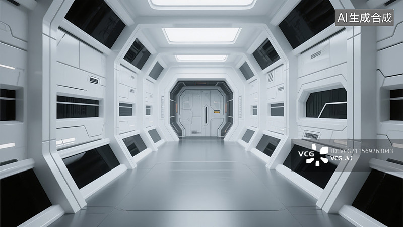 【AI数字艺术】未来主义太空舱内部图片素材