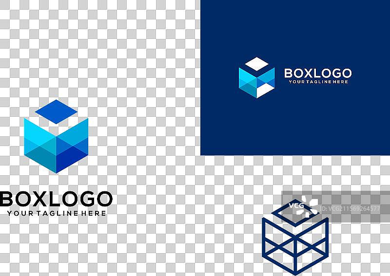 六边形像素盒子独立标志设计概念图片素材