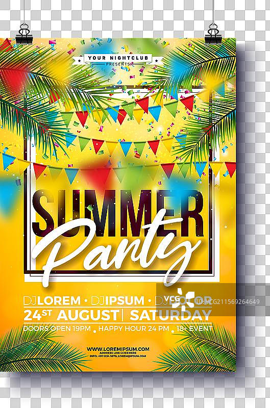 夏季海滩派对宣传单设计与派对图片素材