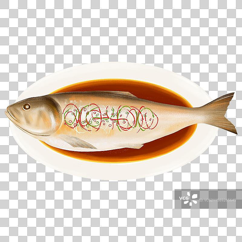 镇江特色美食插画清蒸鲥鱼图片素材